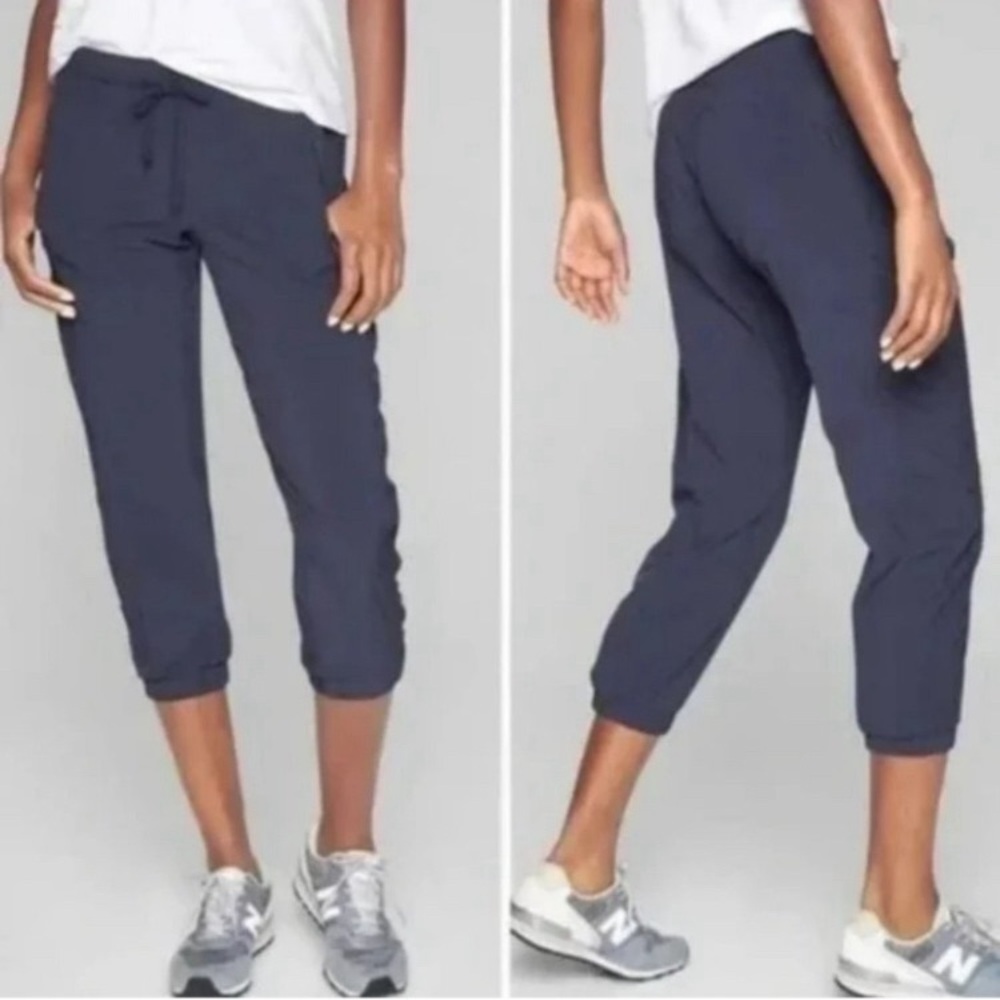 Athleta La Viva Navy Ruched Cropped Joggers